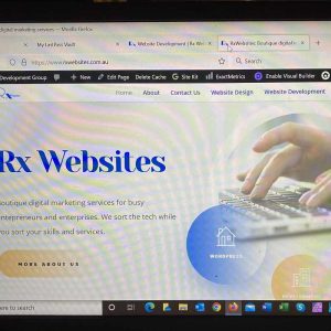 Rx websites home page on monitor